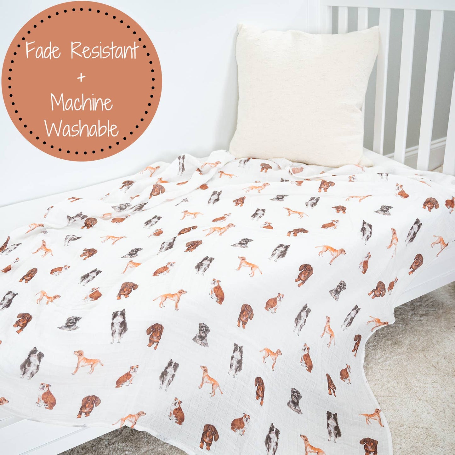 Dog Print Swaddle Blanket
