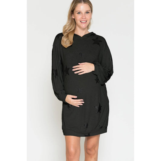 Maternity Star Print Oversized Hoodie