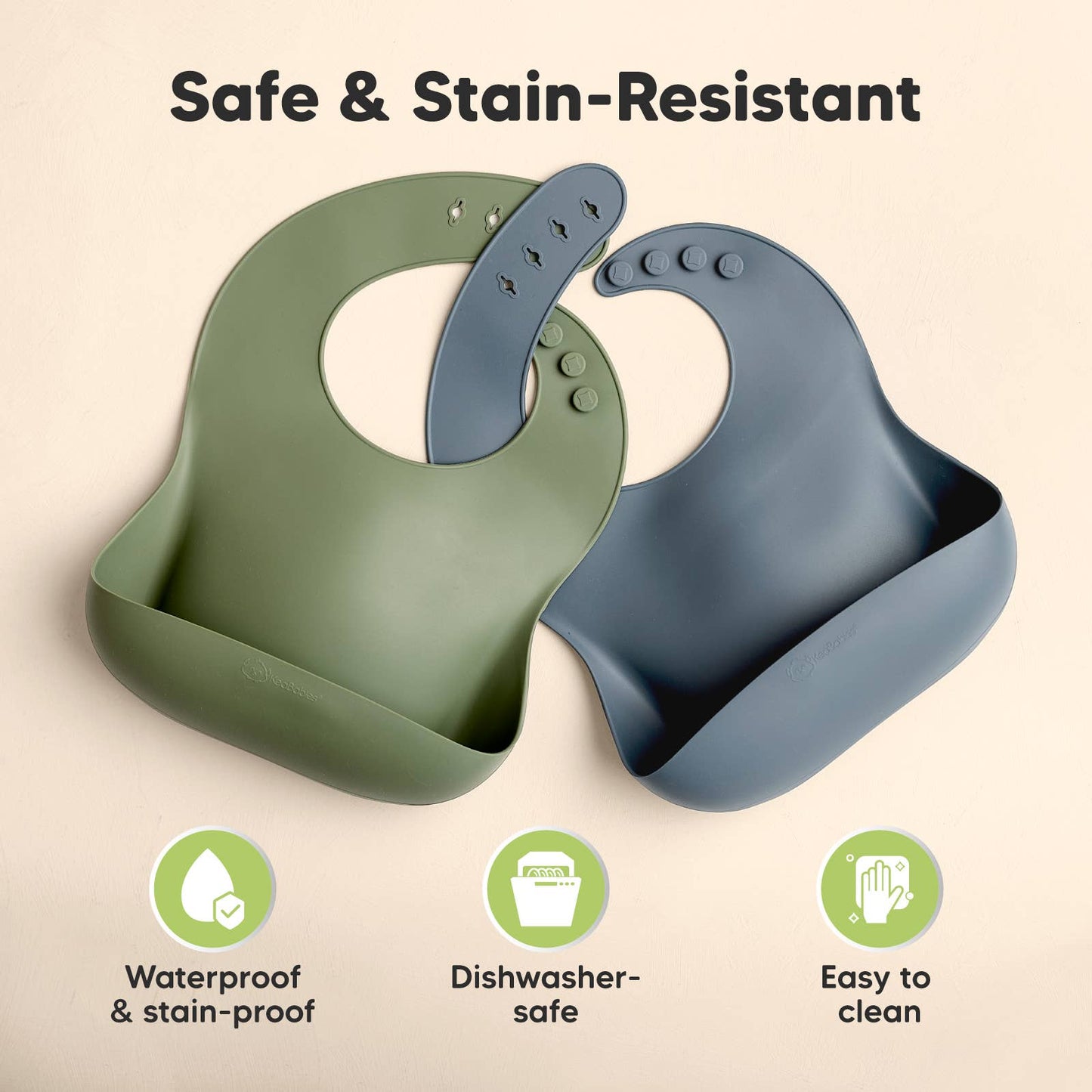 2-Pack Prep Silicone Bibs - Slate
