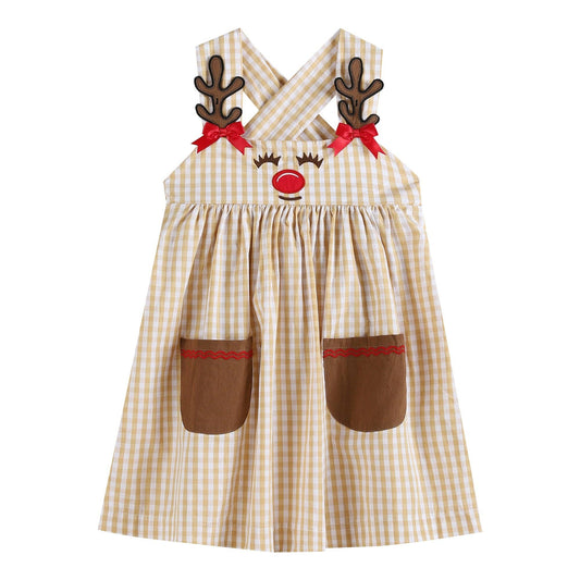 Gingham Reindeer Jumper Dress