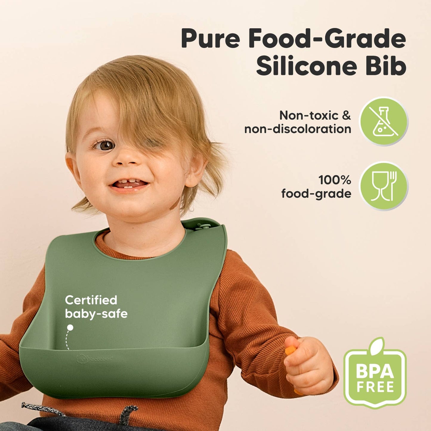 2-Pack Prep Silicone Bibs - Slate
