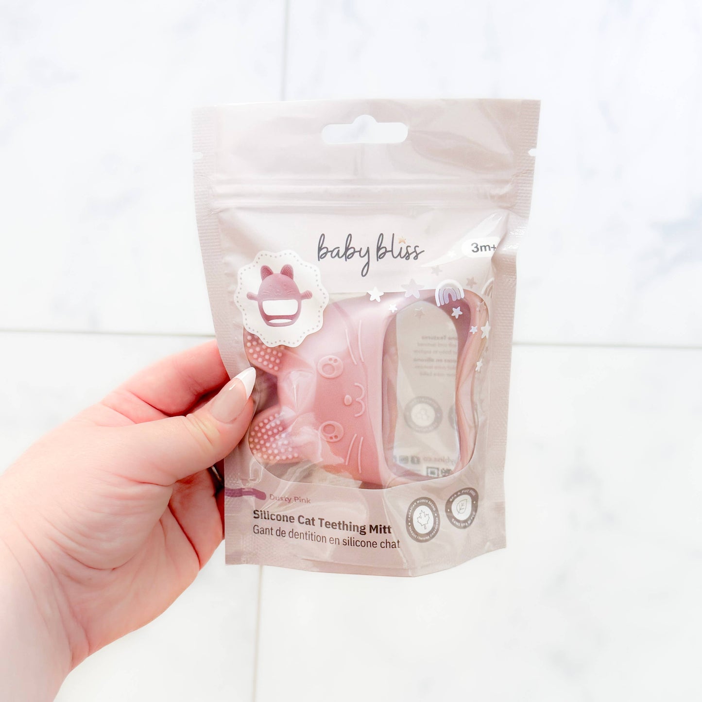 Cat Teething Mitt - Dusty Pink