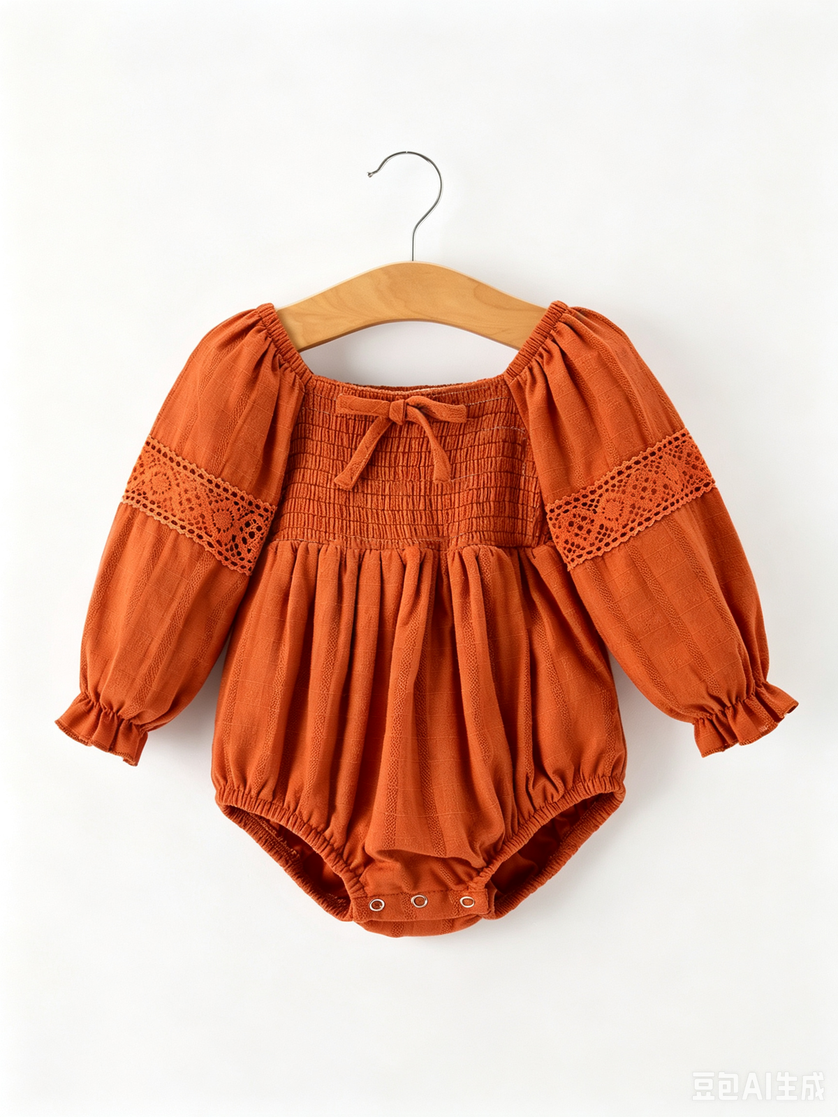 Rust Smocked Lace Romper