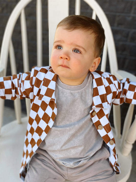 Fall Shacket | Smiley Checkered Copper