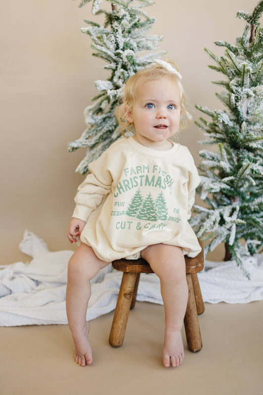 Farm Fresh Christmas Trees Sweatshirt Romper