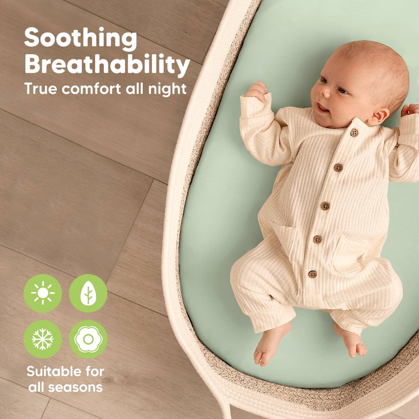 Sage Pack Fitted Bassinet Sheets