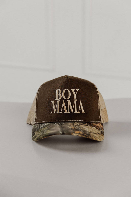 Boy Mama Camo Vintage Embroidered Trucker Hat
