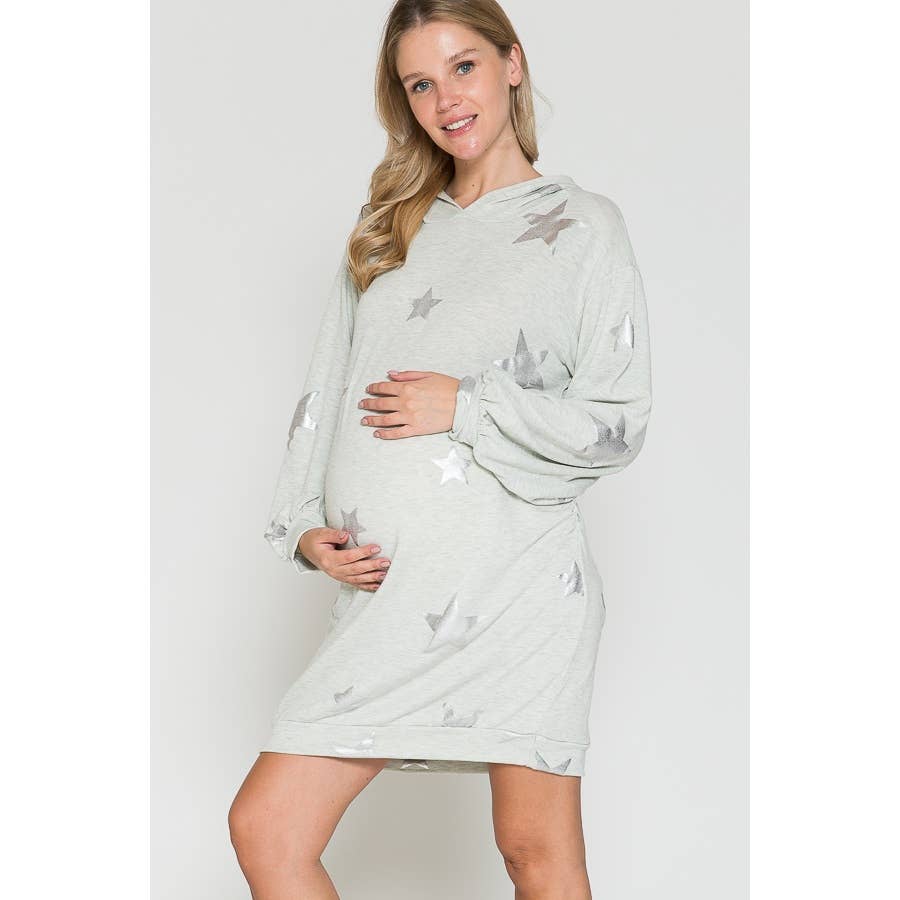 Maternity Star Print Oversized Hoodie