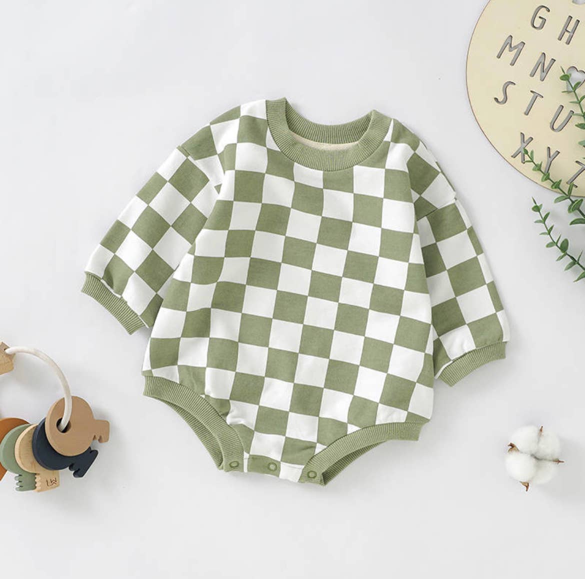 Checkerboard Bubble Sweater Romper