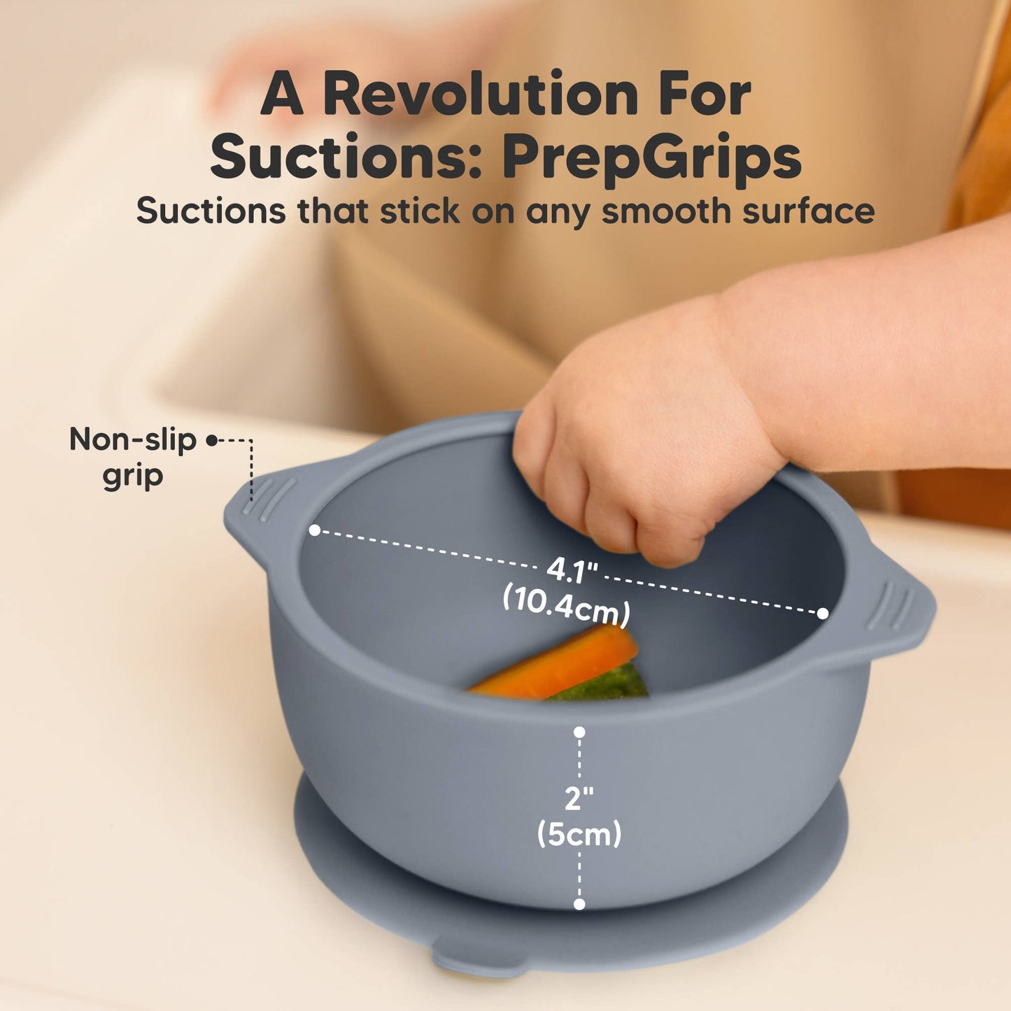 2-Pack Prep Suction Bowls with Lids - Slate