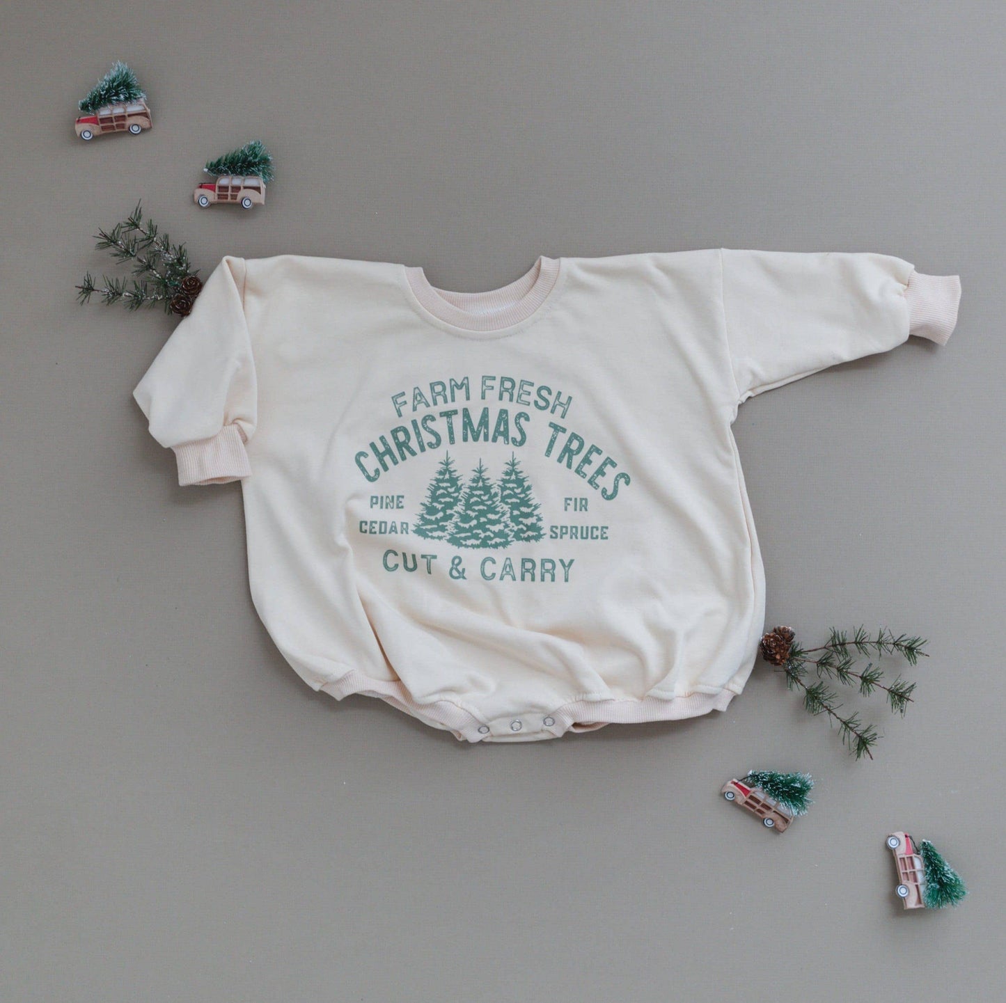 Farm Fresh Christmas Trees Sweatshirt Romper