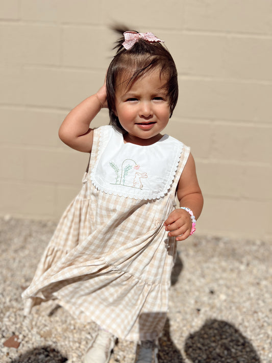Apricot Plaid Bunny Dress
