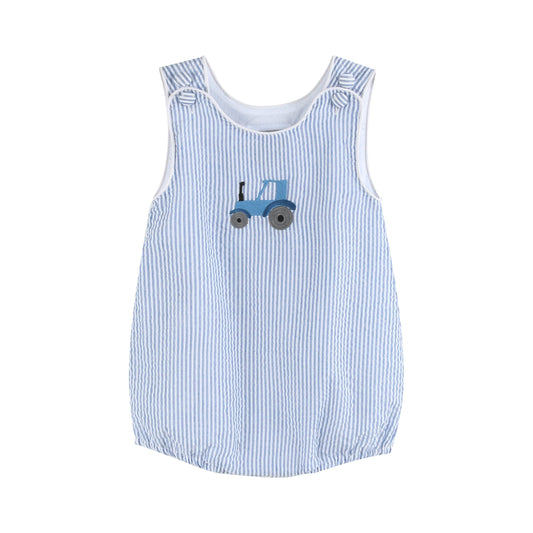 Tractor Seersucker Bubble Romper