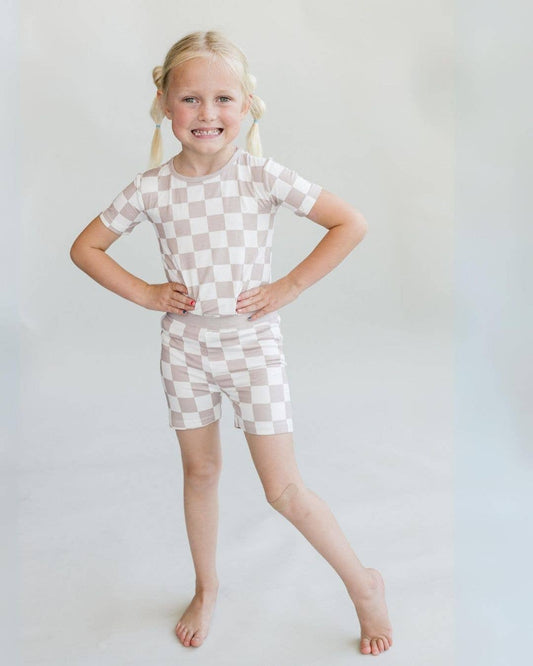 Shorts Set | Latte Checkered