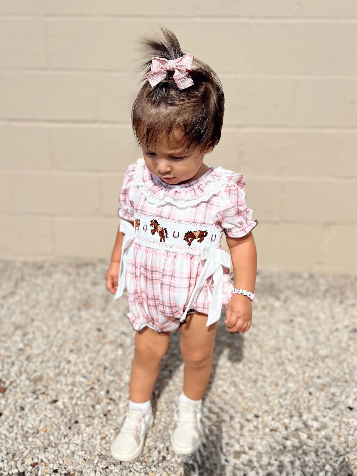 Western Smocked Plaid Romper