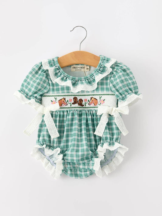 Western Plaid Bubble Romper
