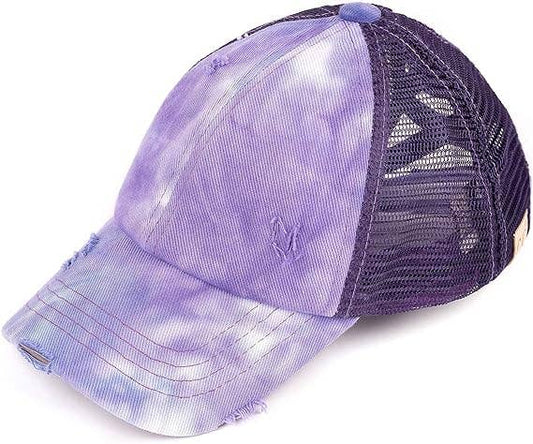 Kids Criss Cross Ponycap - Tie Dye Purple