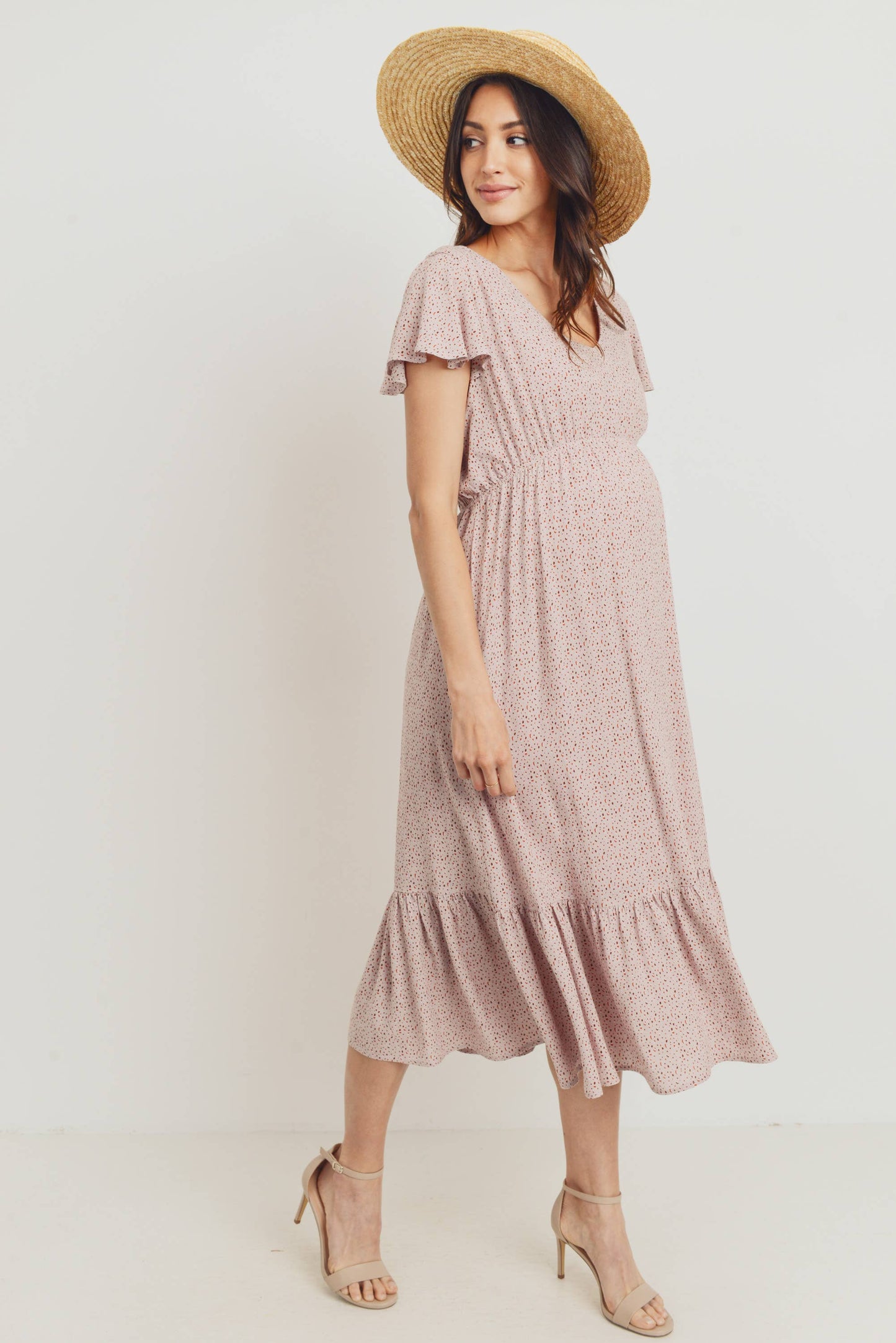 Maternity Ruffle Midi Dress