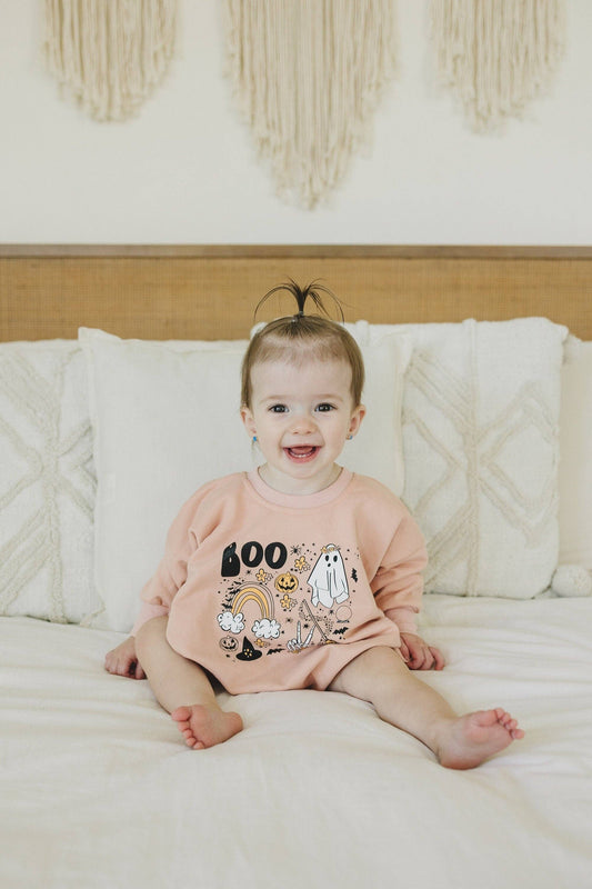 Halloween Sweatshirt Romper - Bubble Boo