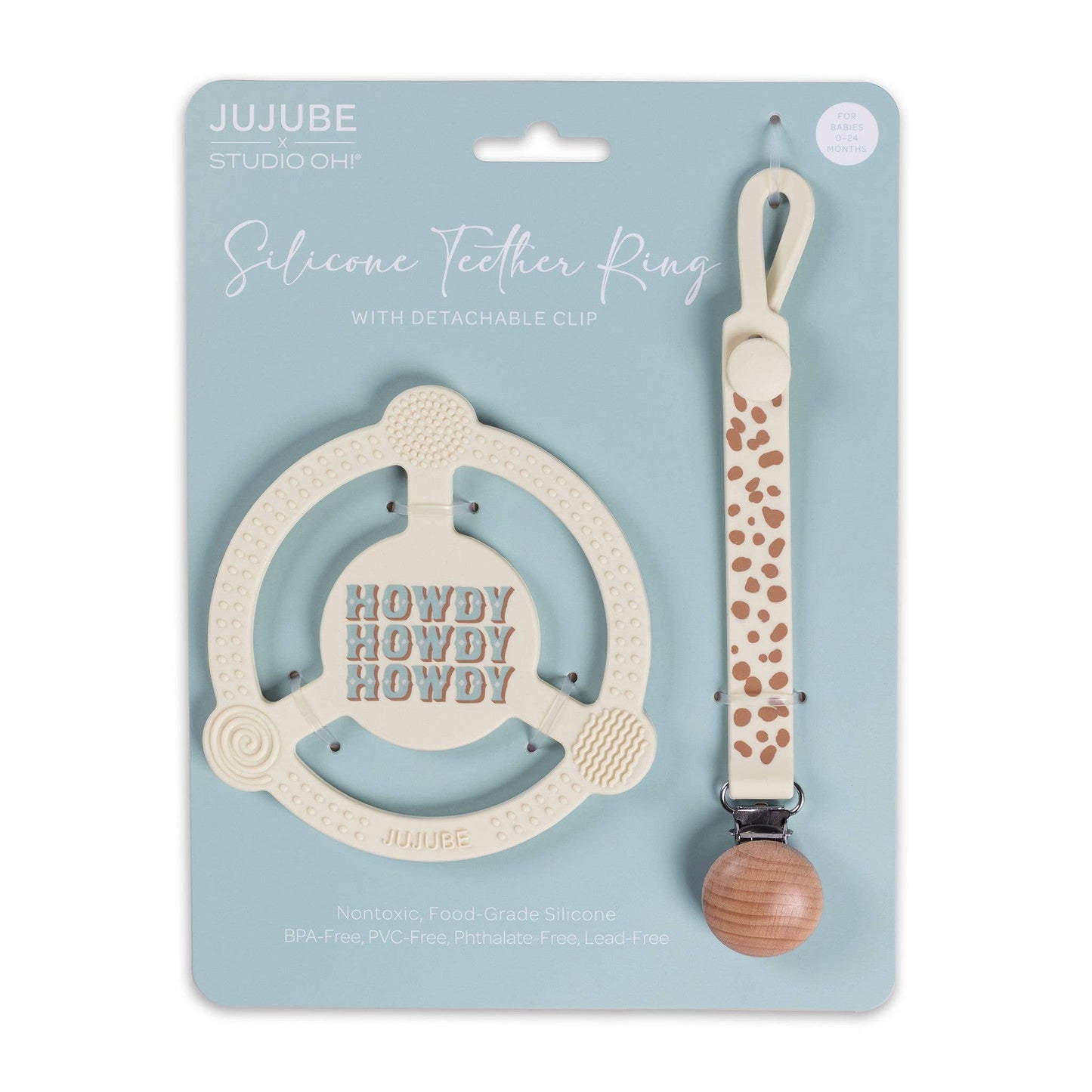 Silicone Teether Ring - Howdy Partner Blue