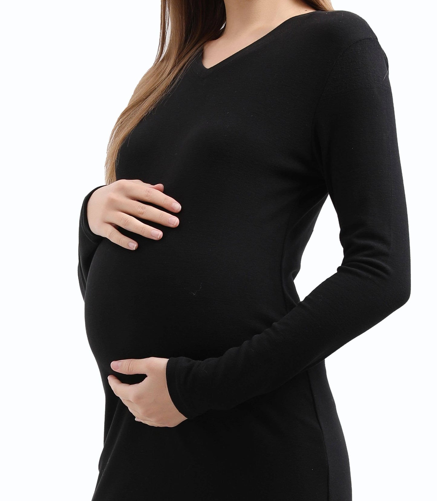 Maternity Sweater Maxi Dress - V Neck