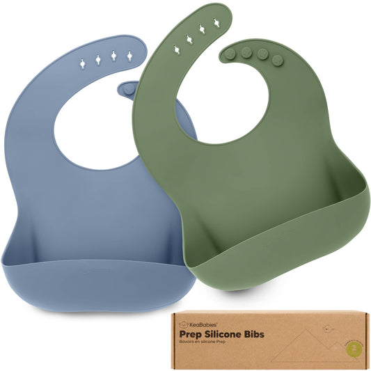 2-Pack Prep Silicone Bibs - Slate