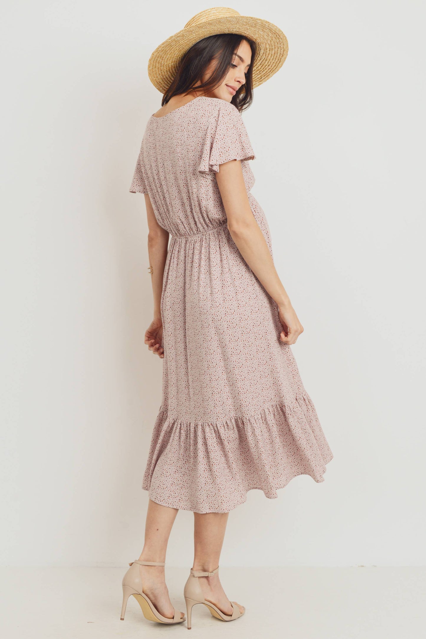 Maternity Ruffle Midi Dress