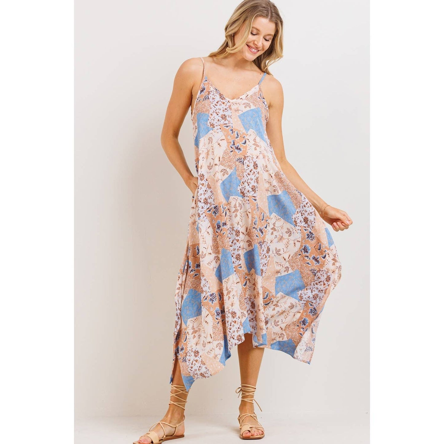 Patchwork Maternity Midi Dress