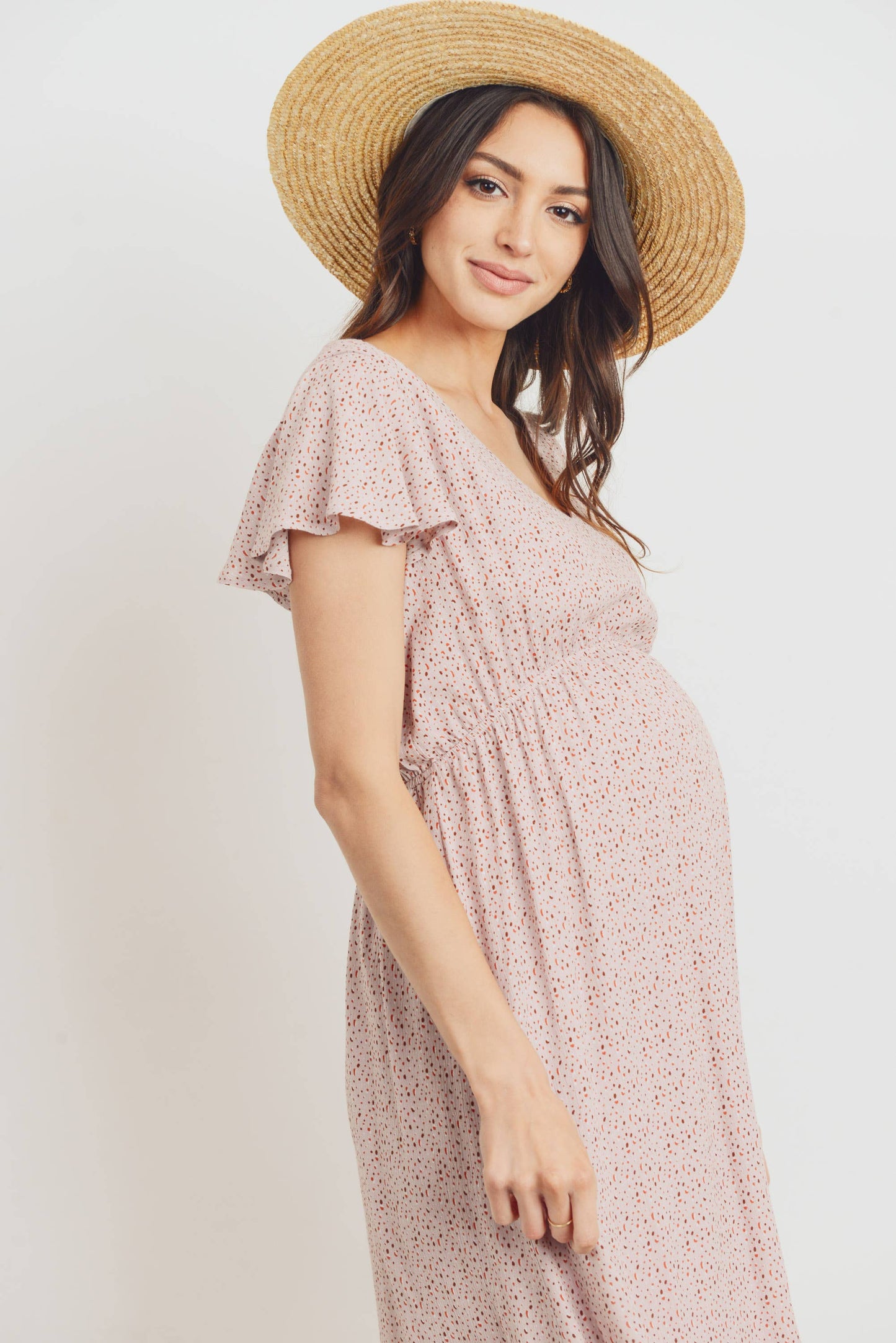 Maternity Ruffle Midi Dress