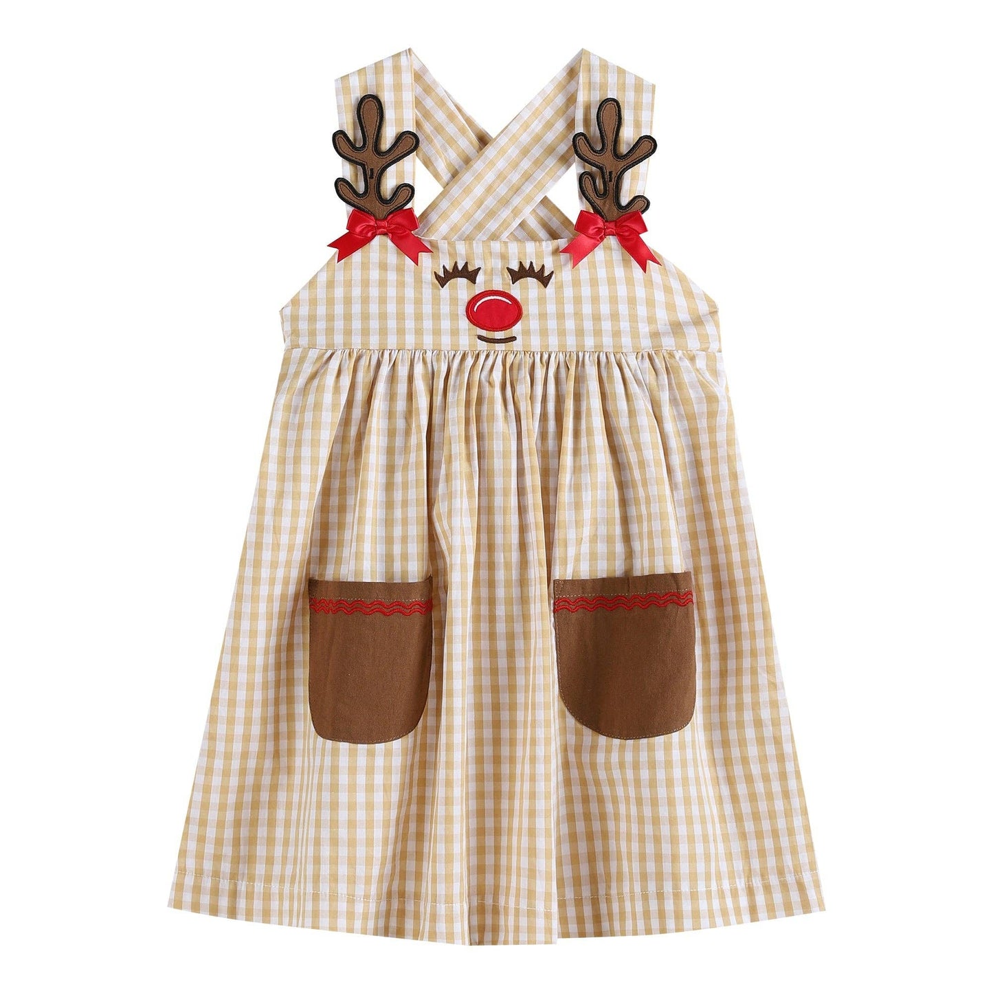 Gingham Reindeer Jumper Dress
