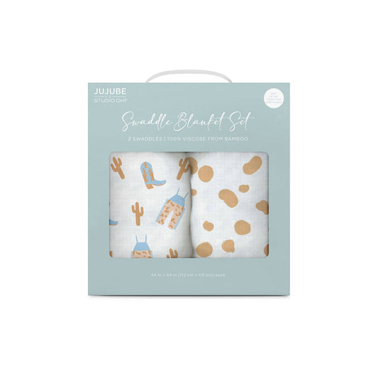 Swaddle Blanket Set - Howdy Partner Blue