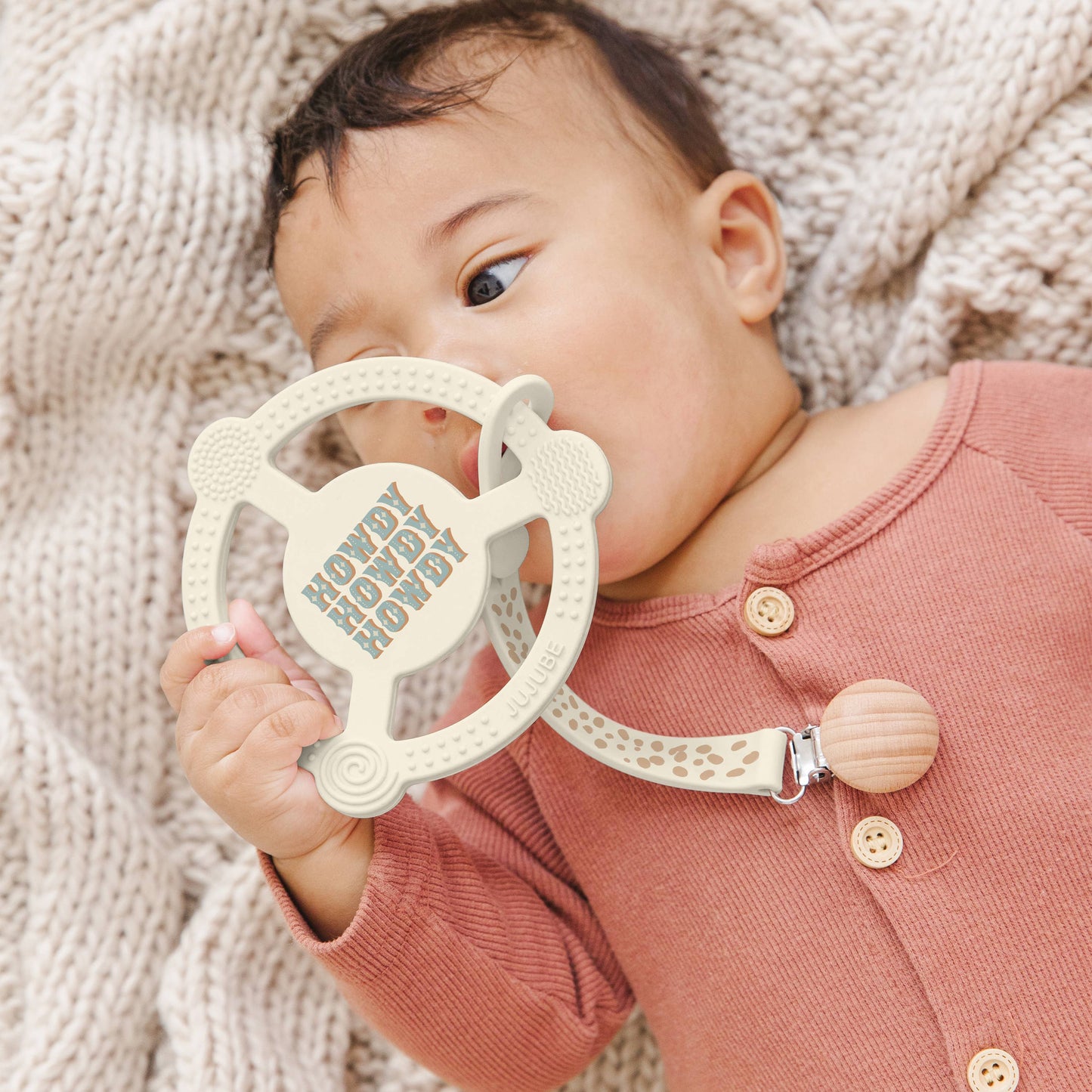 Silicone Teether Ring - Howdy Partner Blue