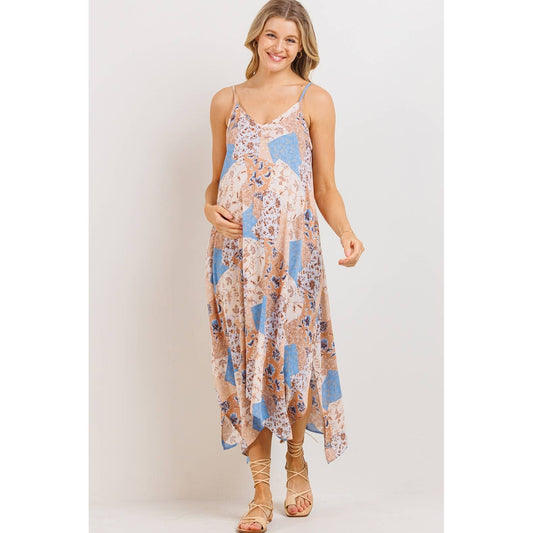 Patchwork Maternity Midi Dress