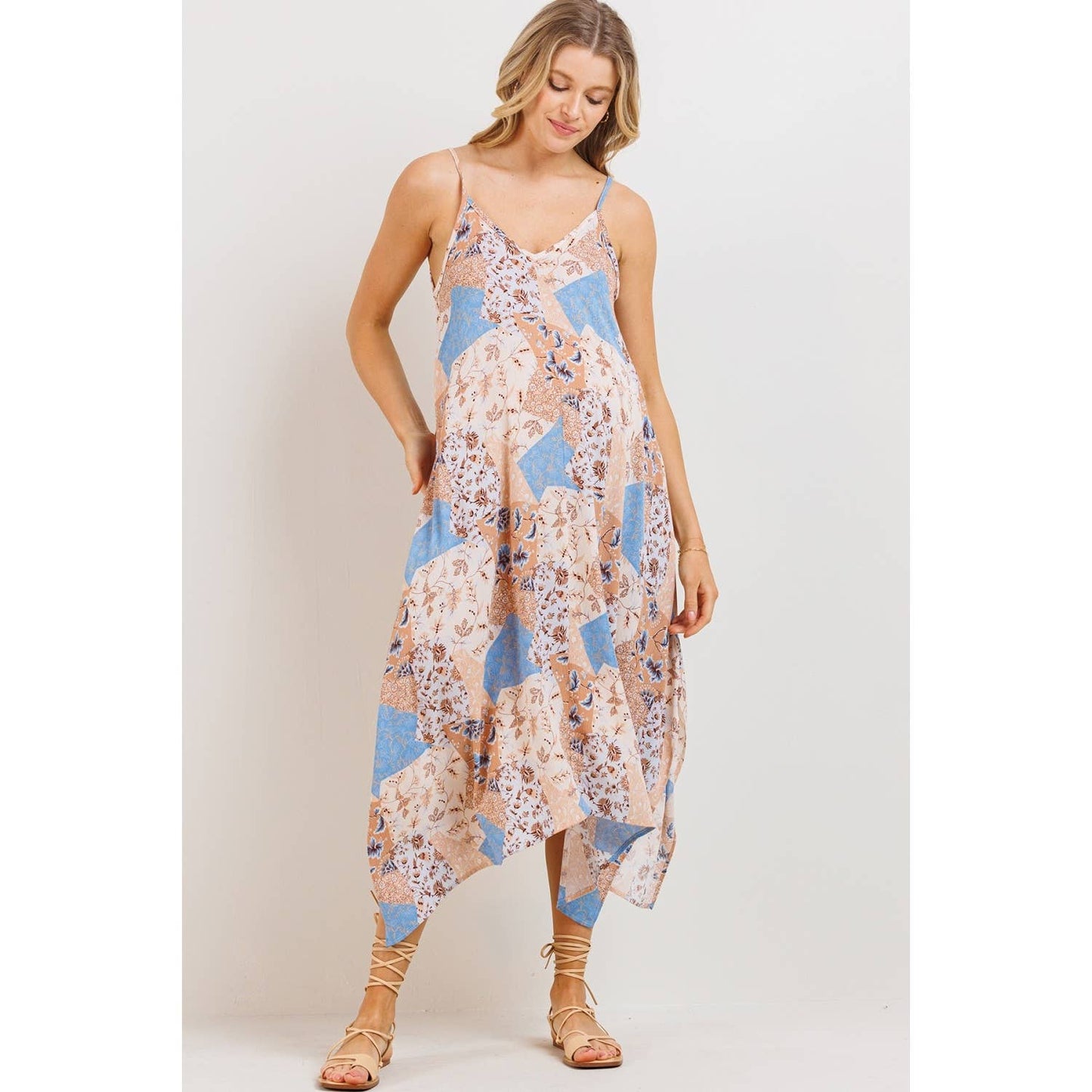 Patchwork Maternity Midi Dress