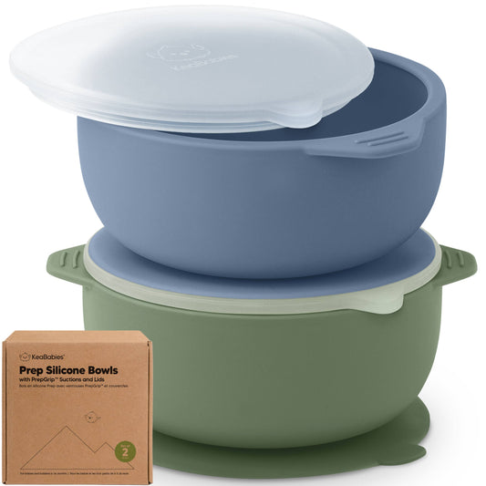 2-Pack Prep Suction Bowls with Lids - Slate