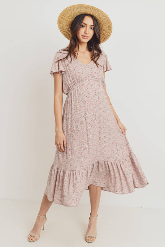 Maternity Ruffle Midi Dress