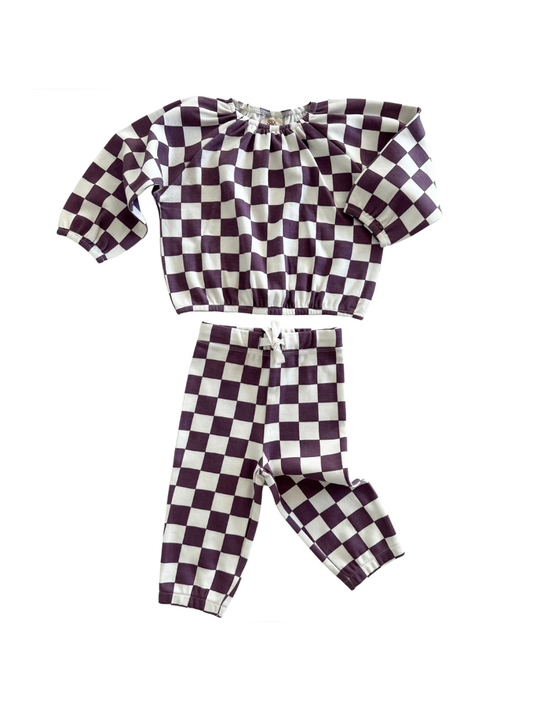 Berry Cheesecake Checkerboard / Top + Pant Set