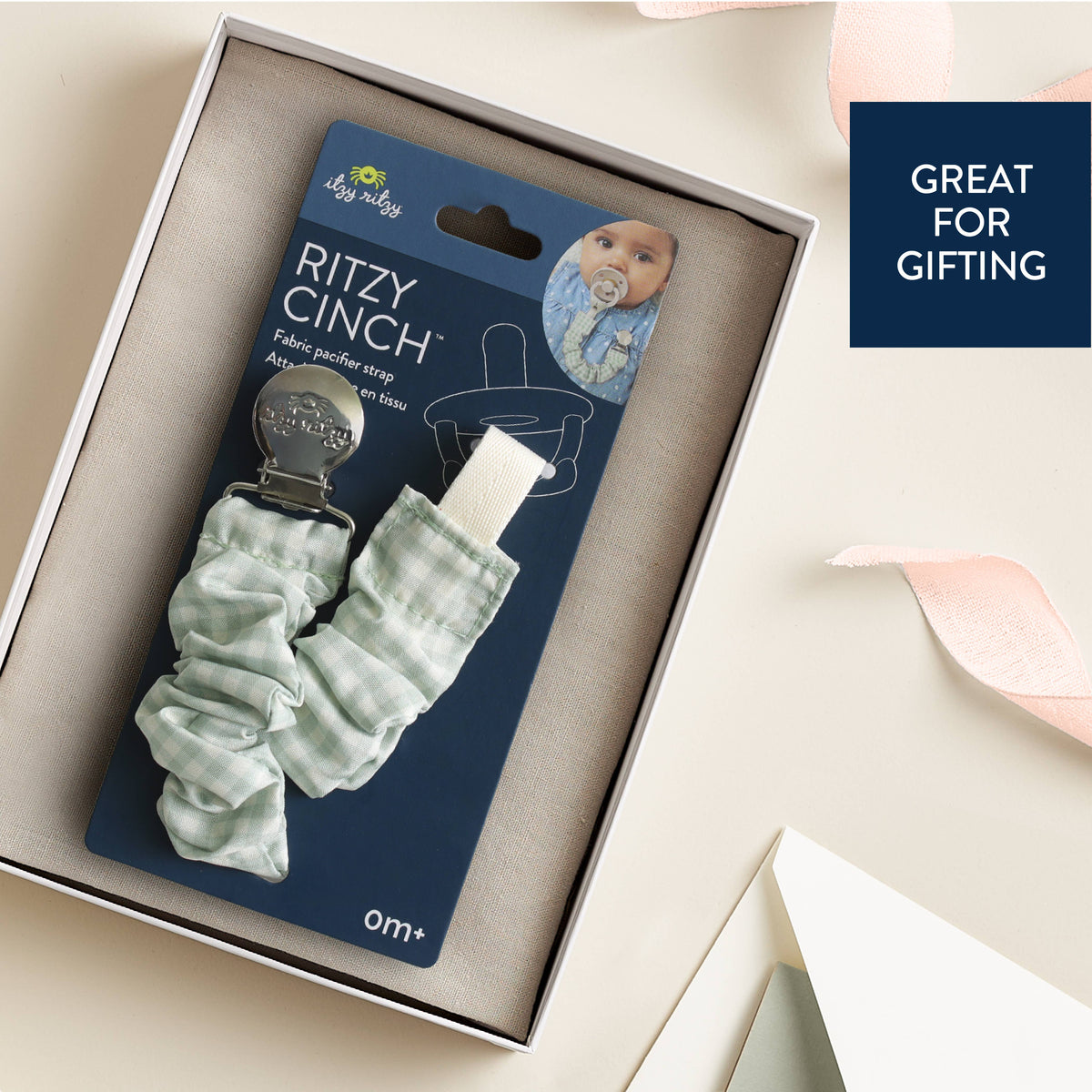 Ritzy Cinch™ Green Gingham - Pacifier Strap