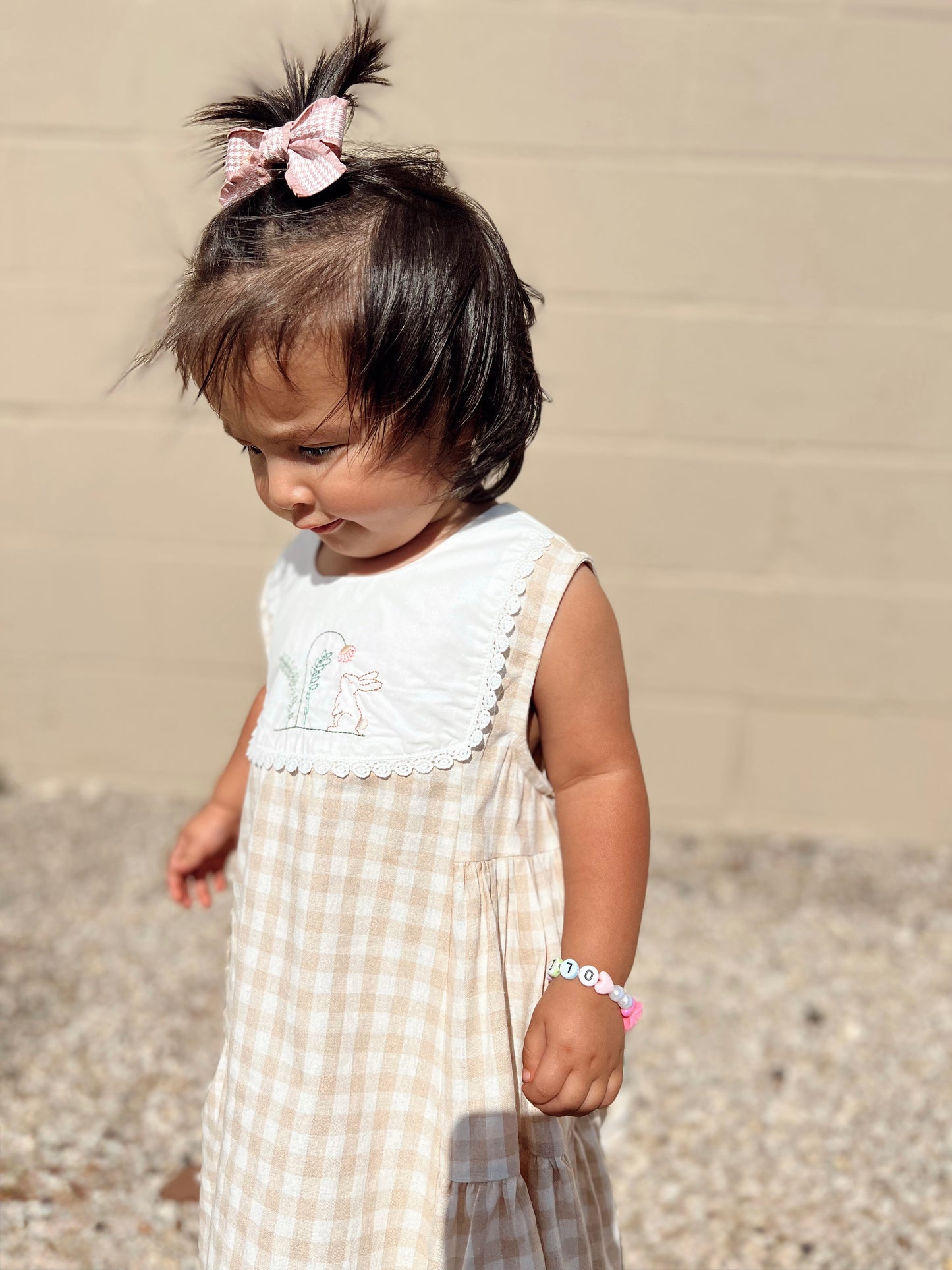 Apricot Plaid Bunny Dress