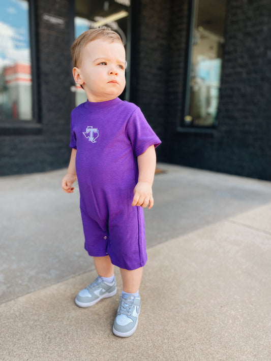 Tarleton State Embroidered Purple Romper