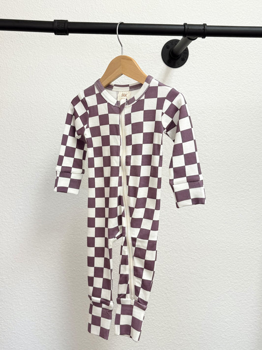 Berry Cheesecake Checkerboard / 2-Way Zip Romper