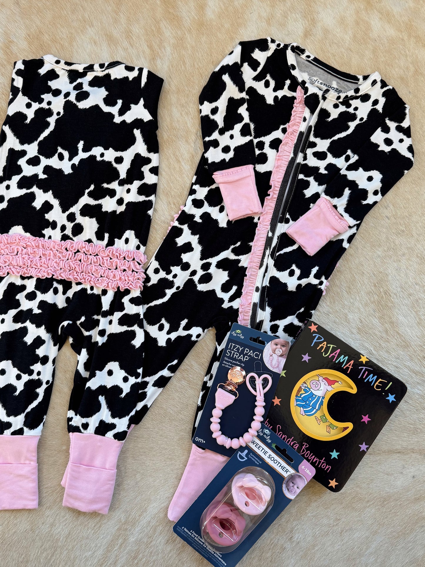 Moo Crew Convertible Ruffle Pajamas