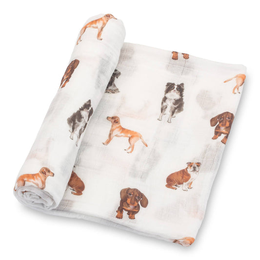Dog Print Swaddle Blanket