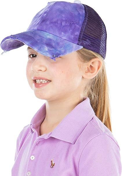 Kids Criss Cross Ponycap - Tie Dye Purple